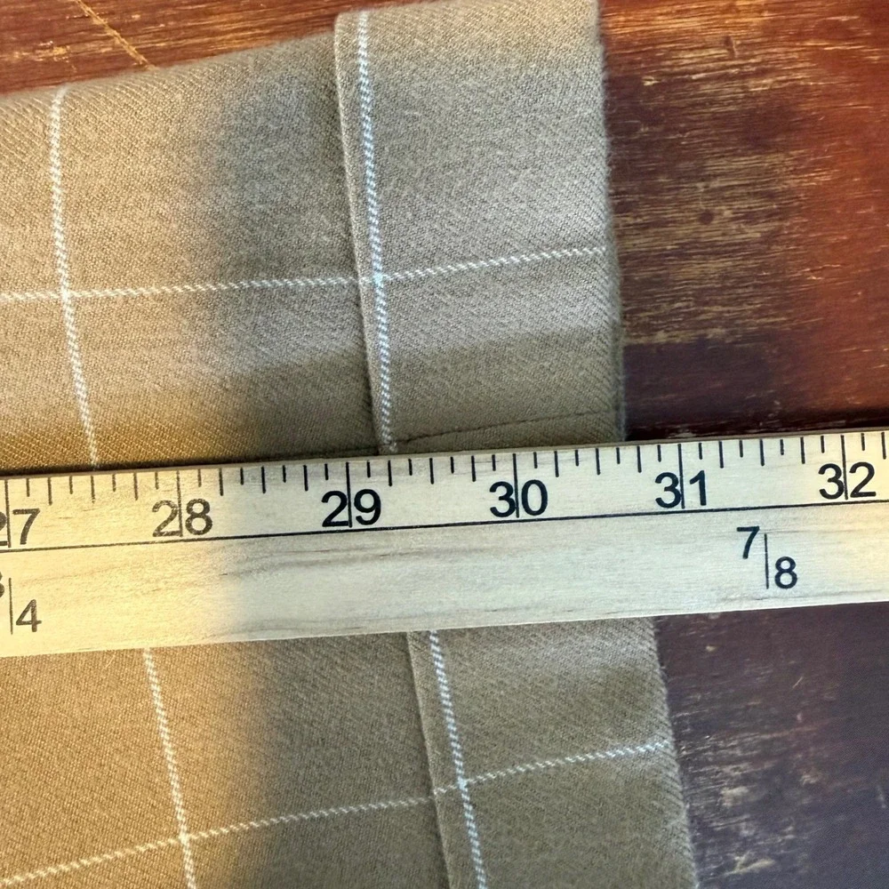 Polo Golf Ralph Lauren Pants Mens 34x33 Tan Windowpane Cotton Wool Silk Pleated